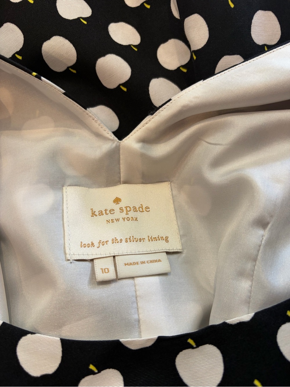 Kate Spade Black Midi Dress w/ Little White Apples All Over, Cute Teacher Vibes - Picture 4 of 8